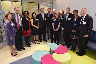 Hospital leaders, donors and staff members at the new psychiatry unit opening. 