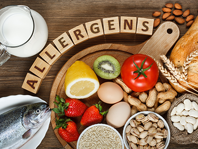 collection of foods that may cause an allergic reaction