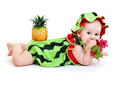 baby dressed as a watermelon