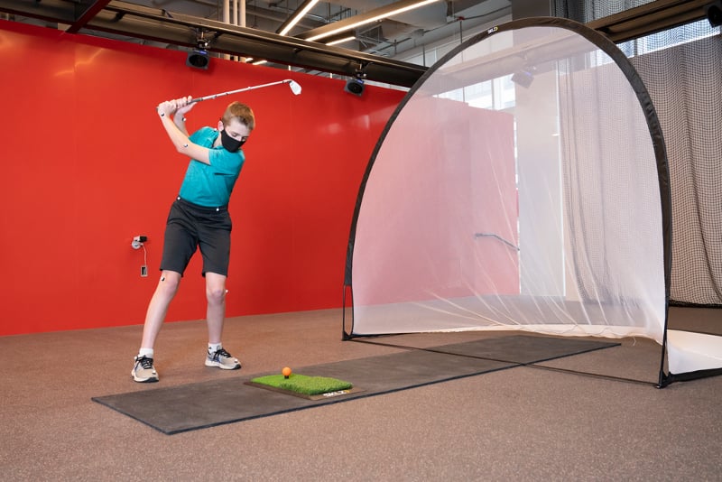 motion capture lab test for boy playing golf